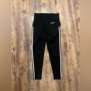 Adidas Black Leggings with White Stripes